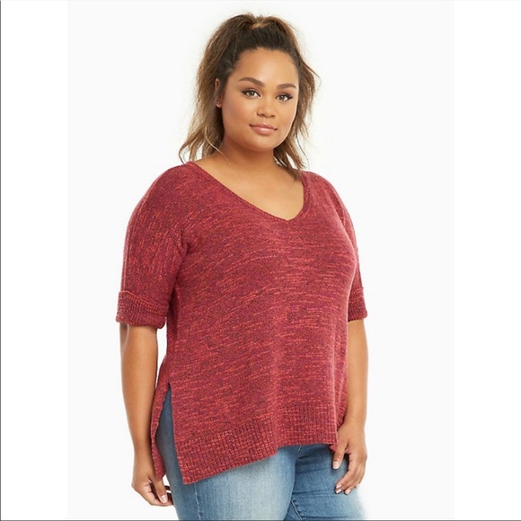 Torrid Knit Sweater Pink Short Sleeve 